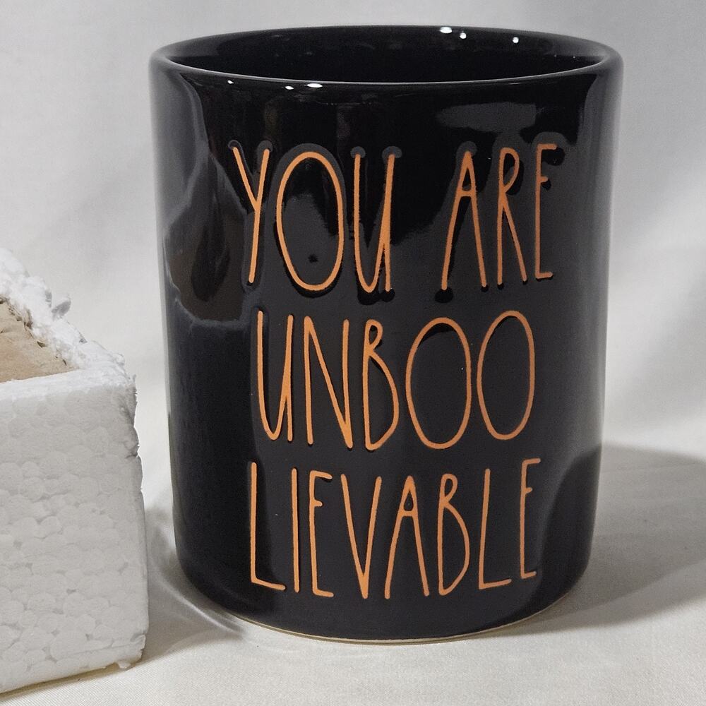Rae Dunn YOU ARE UNBOO LIEVABLE Halloween Ghost Canister Black Orange